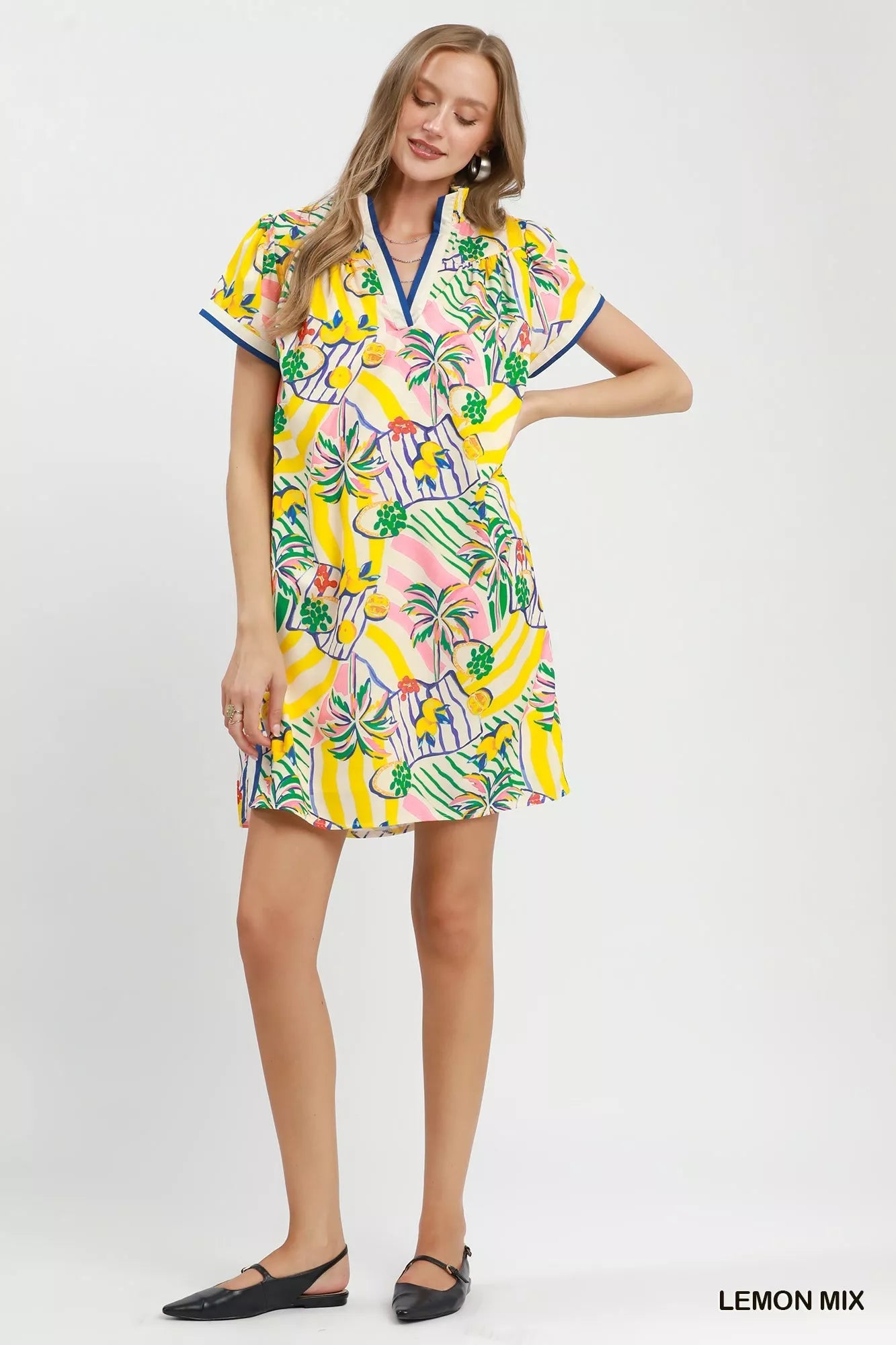 Umgee Tropical Print Collared Shift Dress - Bitsy Gypsy Boutique