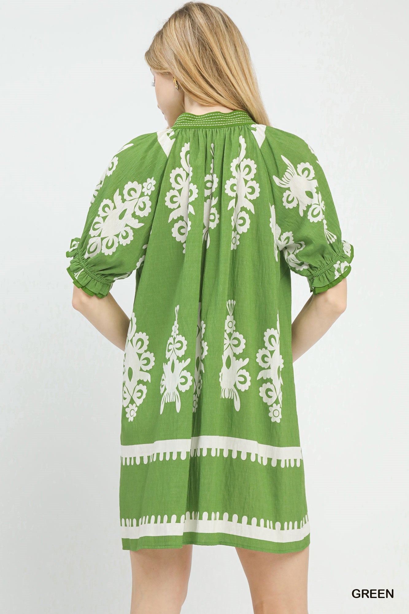 Umgee Two Tone Border Print Mini Dress - Bitsy Gypsy Boutique