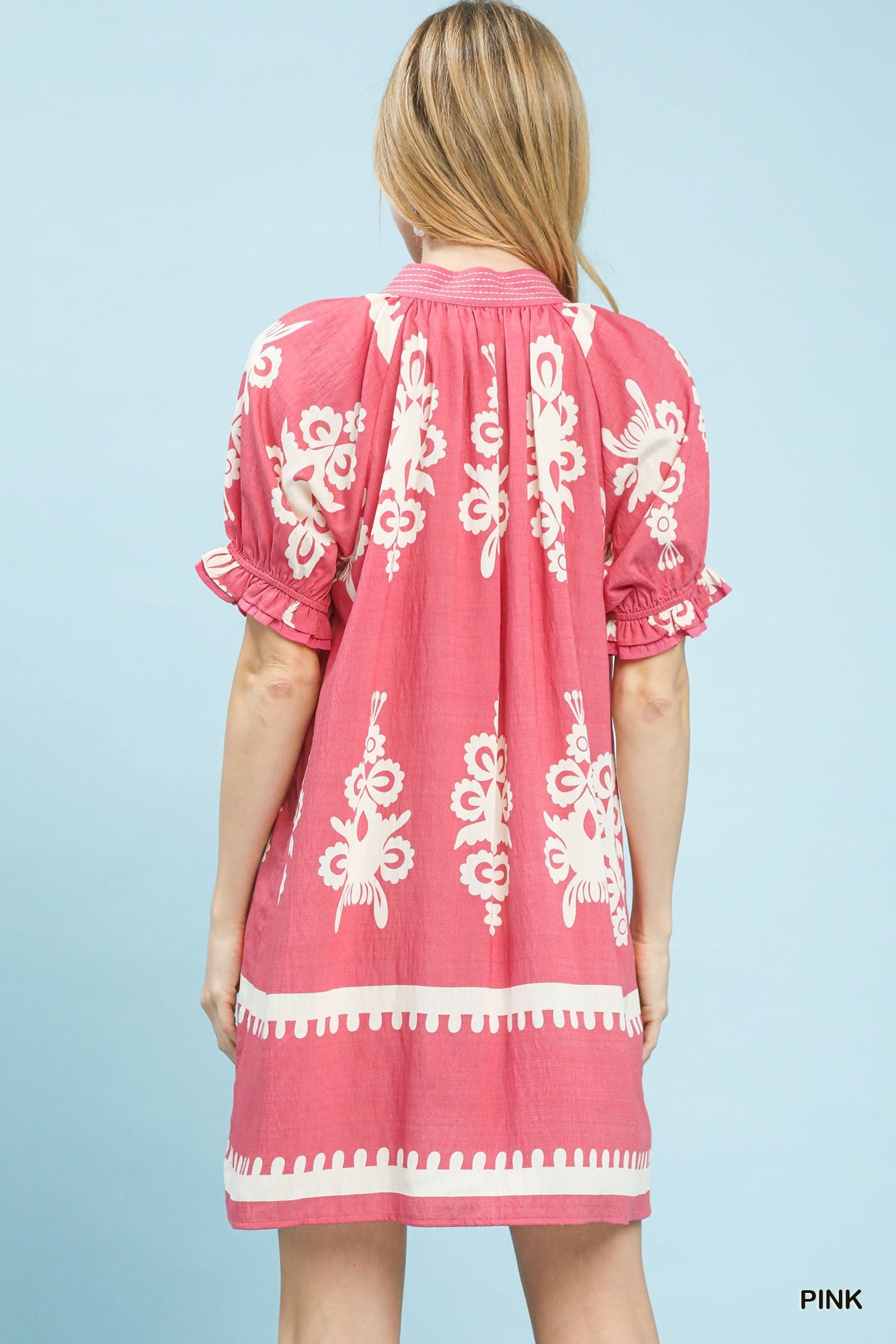 Umgee Two Tone Border Print Mini Dress - Bitsy Gypsy Boutique