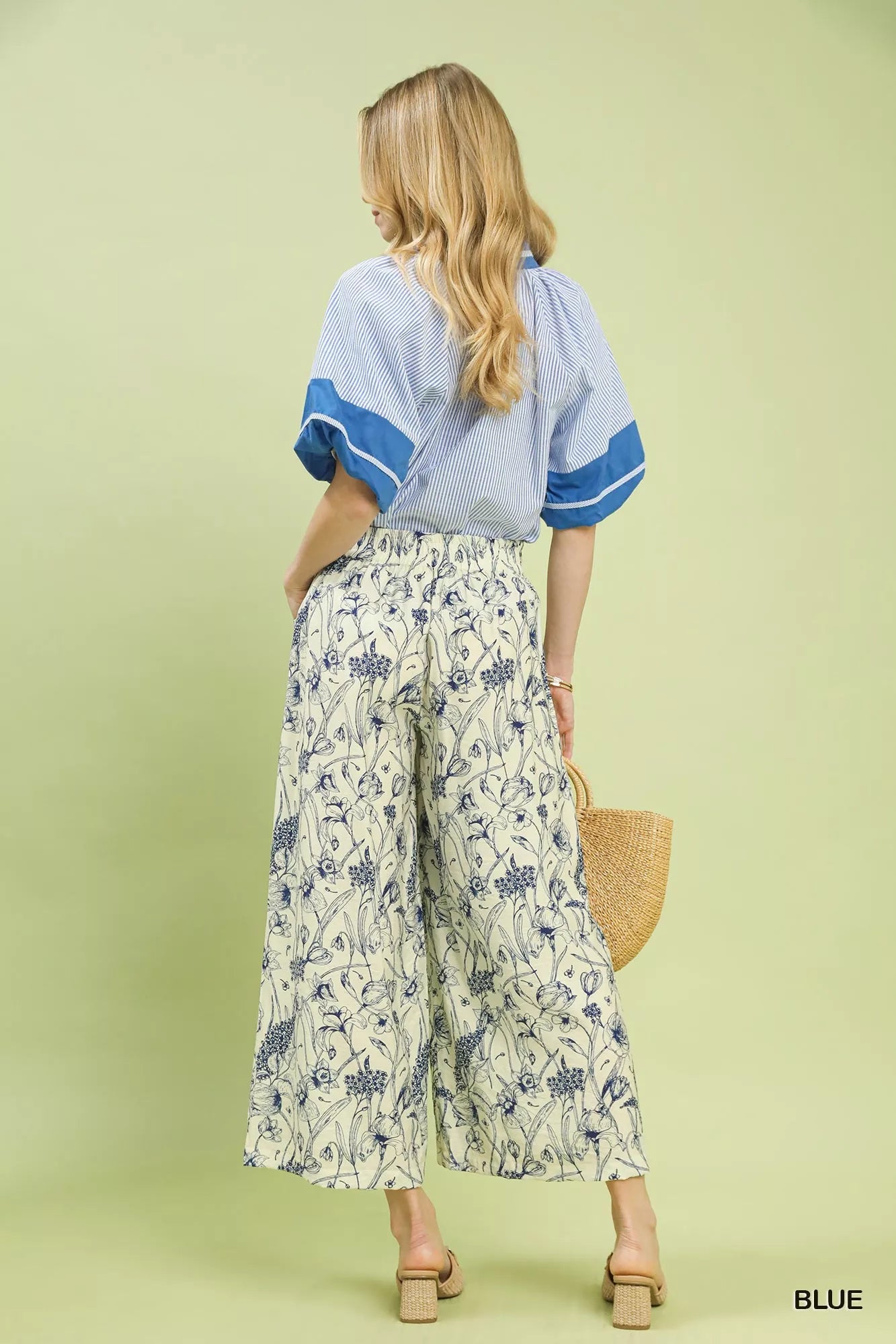 Umgee Two Tone Floral Print Pants - Bitsy Gypsy Boutique