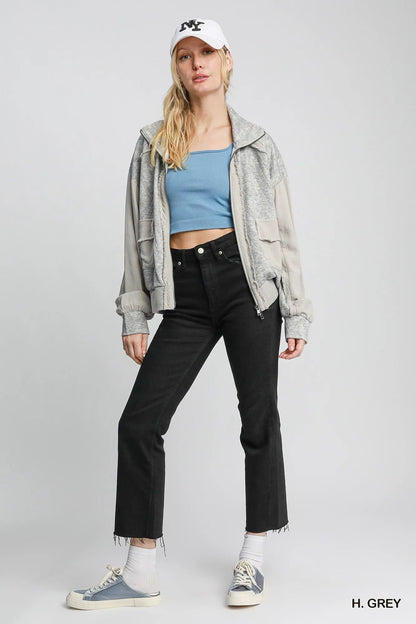 Umgee Two - Way Jacquard Zip - Up Jacket - Bitsy Gypsy Boutique