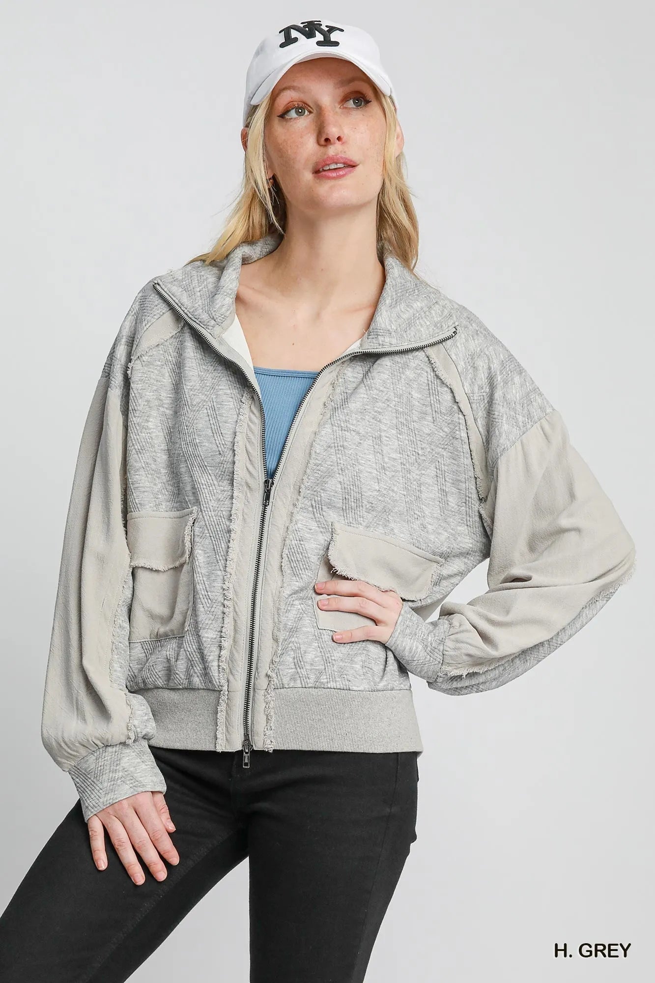 Umgee Two - Way Jacquard Zip - Up Jacket - Bitsy Gypsy Boutique