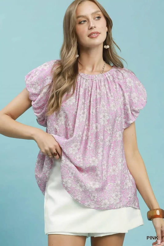 Umgee Umgee Floral Puff Sleeve Blouse - Bitsy Gypsy Boutique