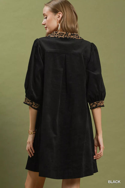 Umgee V-Neck Shift Dress with Contrast Trim - Bitsy Gypsy Boutique