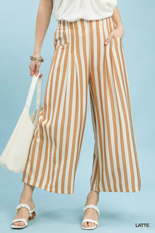 Umgee Vertical Stripe Wide Leg Pants - Bitsy Gypsy Boutique