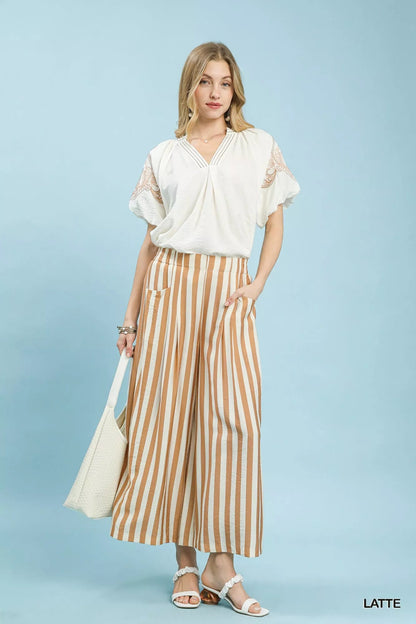 Umgee Vertical Stripe Wide Leg Pants - Bitsy Gypsy Boutique