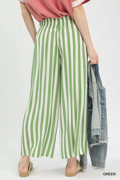 Umgee Vertical Stripe Wide Leg Pants - Bitsy Gypsy Boutique