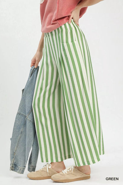 Umgee Vertical Stripe Wide Leg Pants - Bitsy Gypsy Boutique