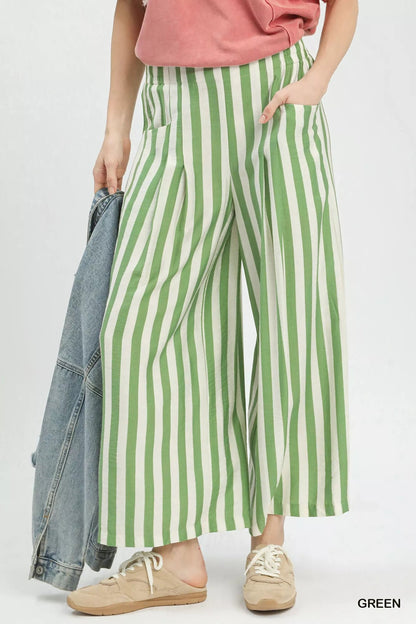 Umgee Vertical Stripe Wide Leg Pants - Bitsy Gypsy Boutique