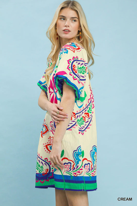 Umgee Vibrant Paisley Print Dress - Bitsy Gypsy Boutique
