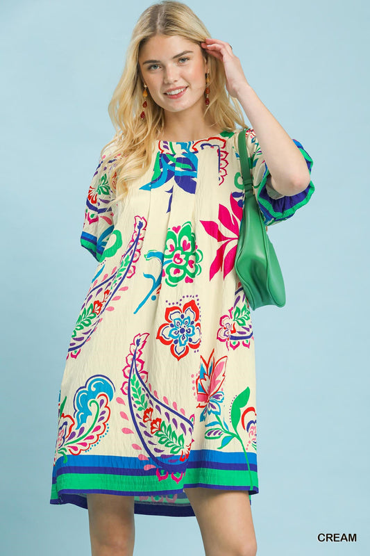 Umgee Vibrant Paisley Print Dress - Bitsy Gypsy Boutique