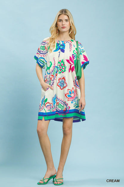 Umgee Vibrant Paisley Print Dress - Bitsy Gypsy Boutique