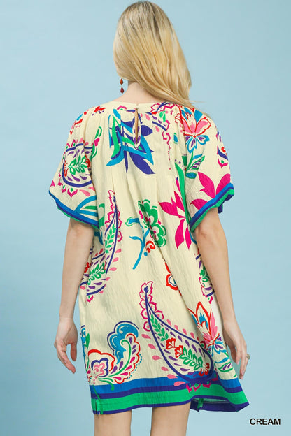 Umgee Vibrant Paisley Print Dress - Bitsy Gypsy Boutique