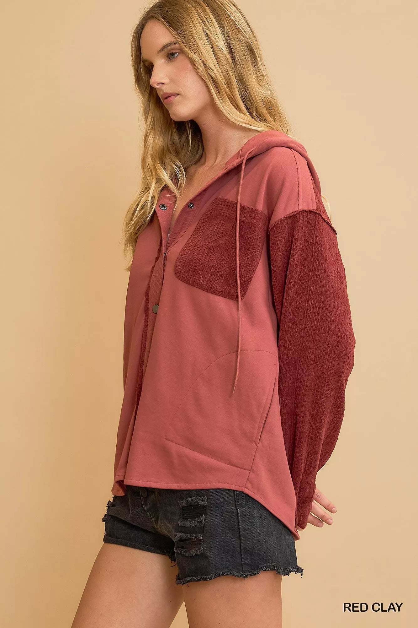 Umgee Washed French Terry Shacket - Bitsy Gypsy Boutique