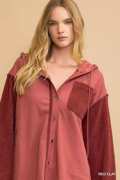 Umgee Washed French Terry Shacket - Bitsy Gypsy Boutique