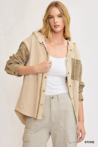 Umgee Washed French Terry Shacket - Bitsy Gypsy Boutique