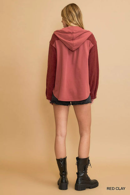 Umgee Washed French Terry Shacket - Bitsy Gypsy Boutique