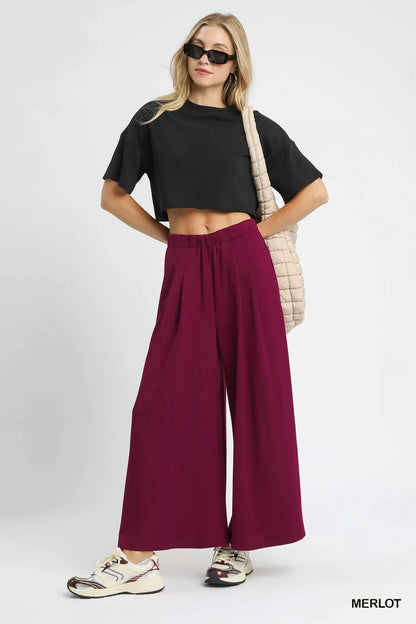 Umgee Wide Leg Pants with Pockets - Bitsy Gypsy Boutique