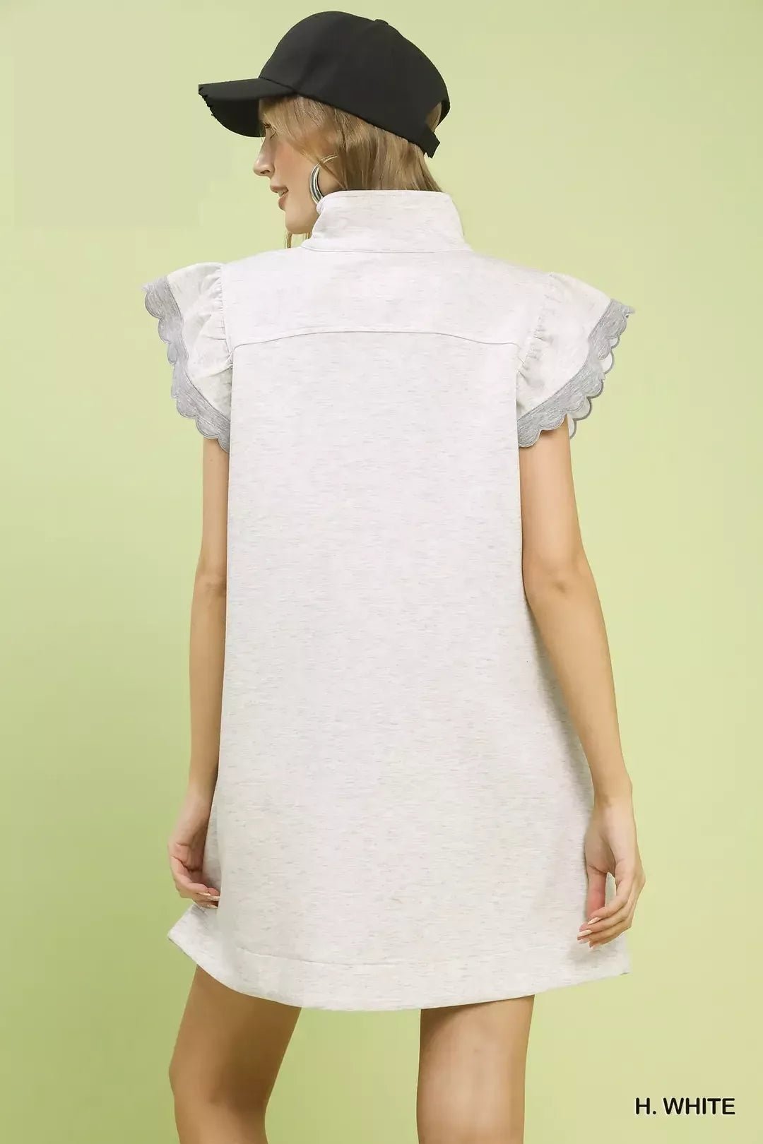 Umgee Zip - Neck Flutter Sleeve Dress - Bitsy Gypsy Boutique