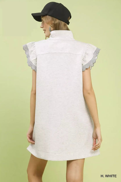 Umgee Zip - Neck Flutter Sleeve Dress - Bitsy Gypsy Boutique