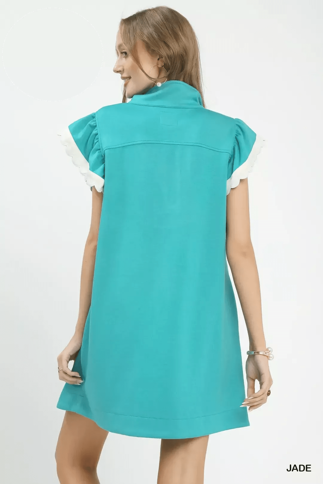 Umgee Zip - Neck Flutter Sleeve Dress - Bitsy Gypsy Boutique
