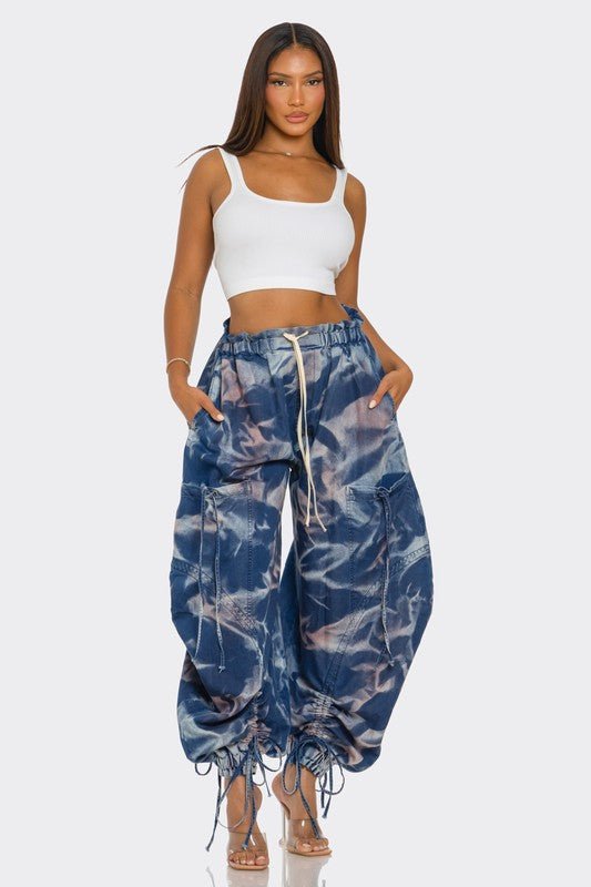 Urban Chic Drawstring Denim Cargo Pants - Bitsy Gypsy Boutique
