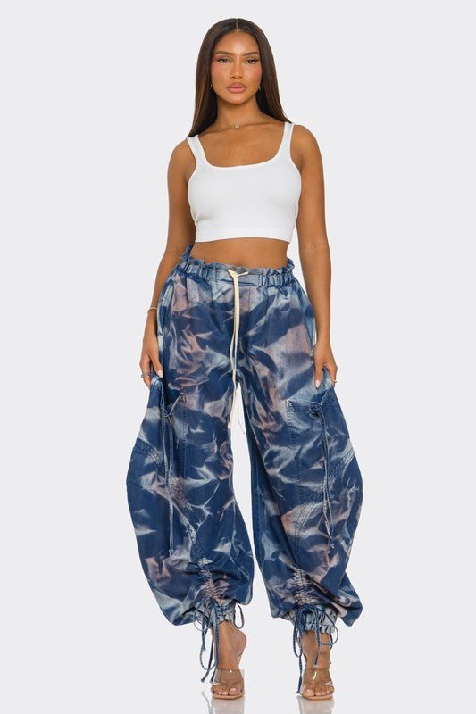 Urban Chic Drawstring Denim Cargo Pants - Bitsy Gypsy Boutique