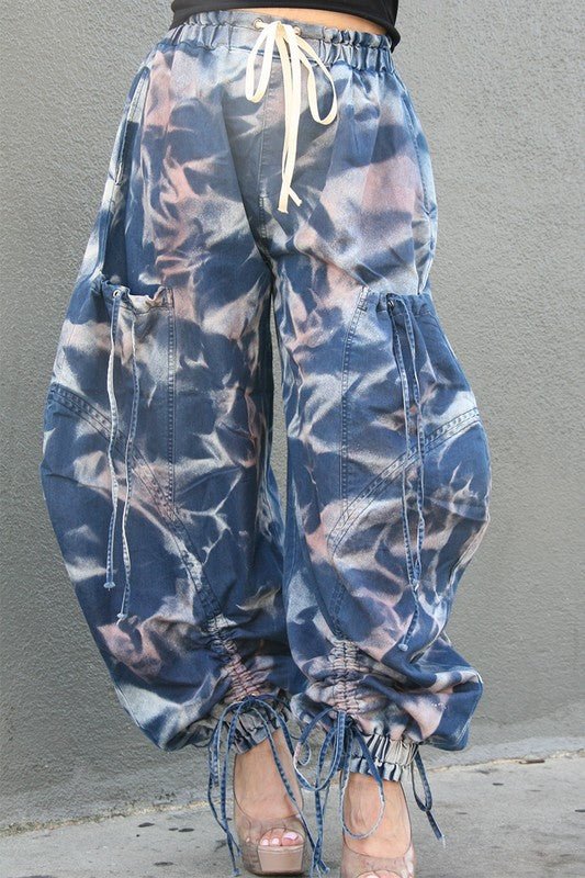 Urban Chic Drawstring Denim Cargo Pants - Bitsy Gypsy Boutique