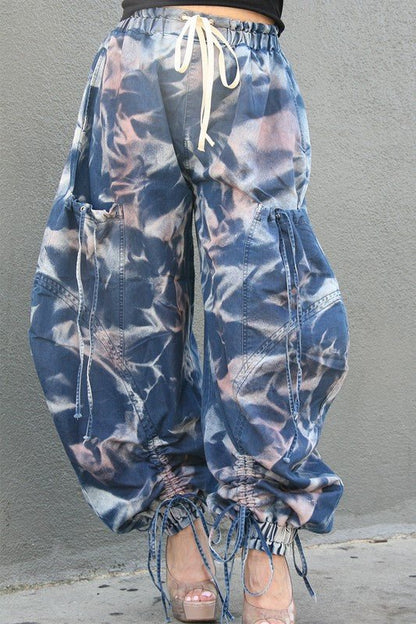 Urban Chic Drawstring Denim Cargo Pants - Bitsy Gypsy Boutique