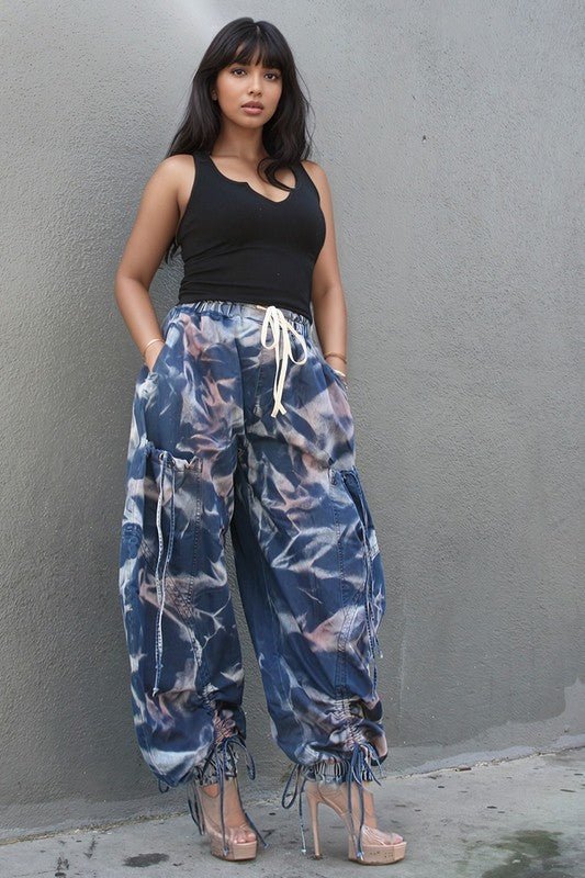 Urban Chic Drawstring Denim Cargo Pants - Bitsy Gypsy Boutique