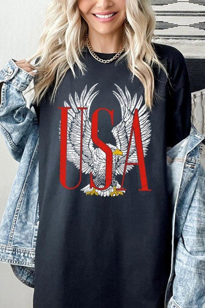 USA Eagle Graphic Heavy Cotton Tee - Bitsy Gypsy Boutique
