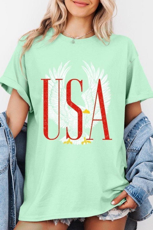 USA Eagle Graphic Heavy Cotton Tee - Bitsy Gypsy Boutique