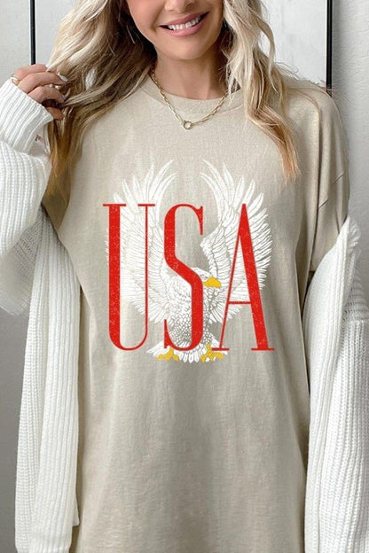 USA Eagle Graphic Heavy Cotton Tee - Bitsy Gypsy Boutique