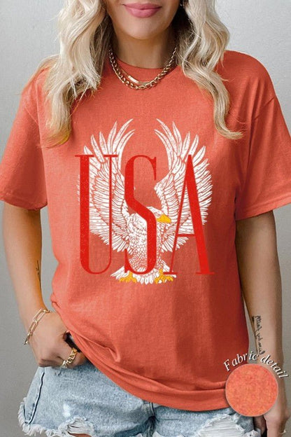 USA Eagle Graphic Heavy Cotton Tee - Bitsy Gypsy Boutique