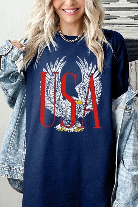 USA Eagle Graphic Heavy Cotton Tee - Bitsy Gypsy Boutique