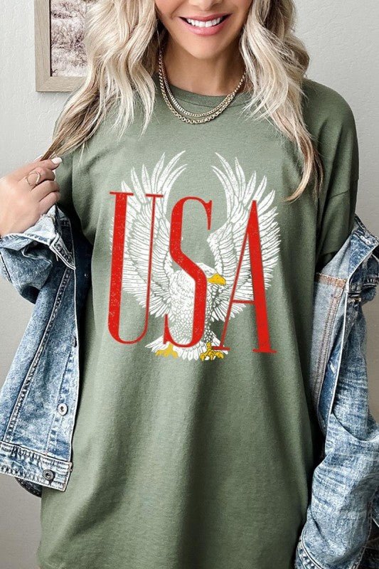 USA Eagle Graphic Heavy Cotton Tee - Bitsy Gypsy Boutique