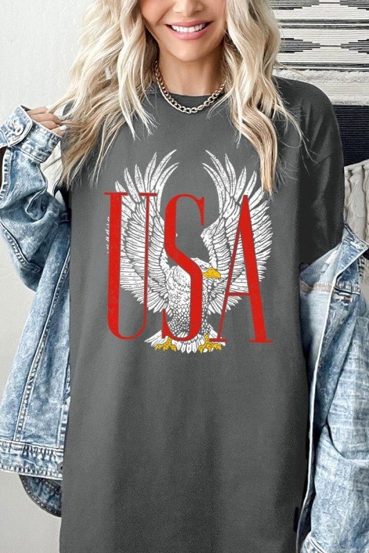 USA Eagle Graphic Heavy Cotton Tee - Bitsy Gypsy Boutique