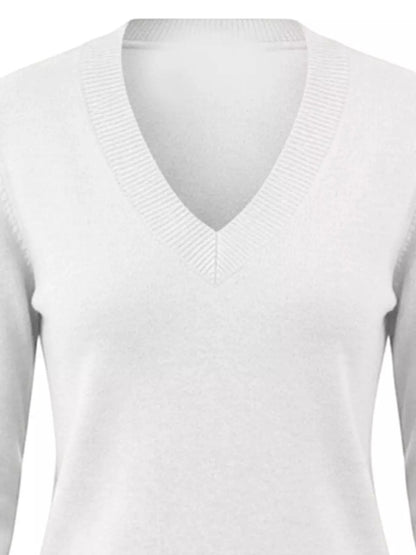 V-Neck Long Sleeve Sweater w - Bitsy Gypsy Boutique