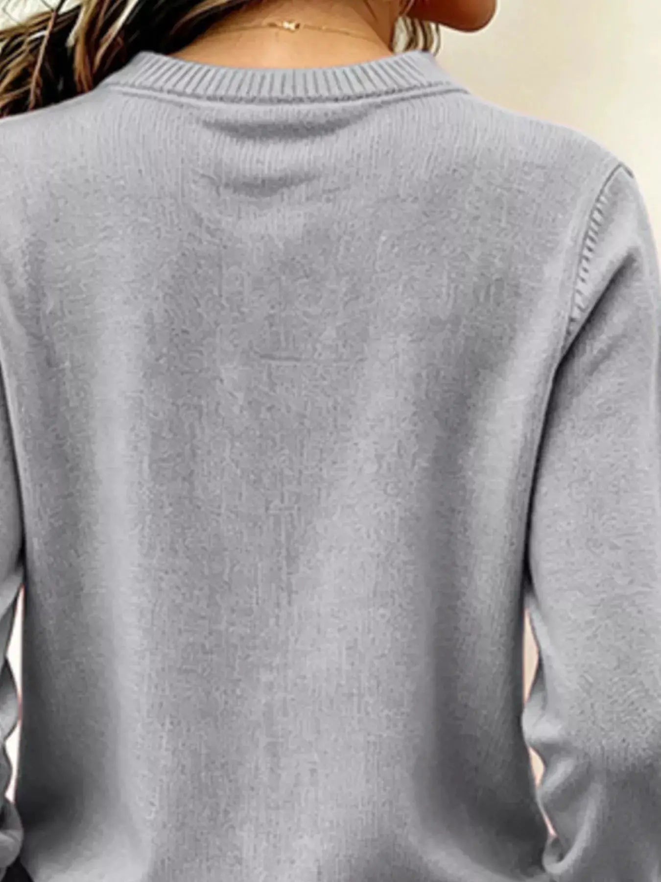 V-Neck Long Sleeve Sweater w - Bitsy Gypsy Boutique