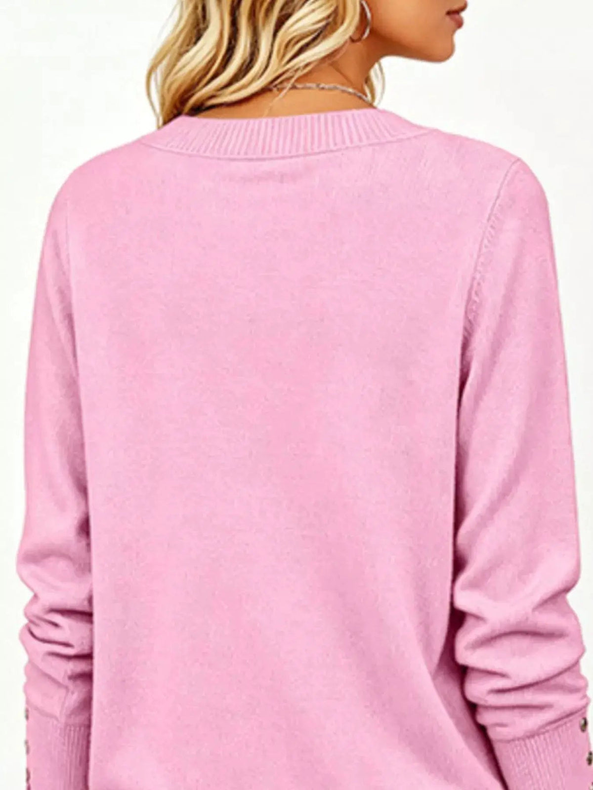 V-Neck Long Sleeve Sweater w - Bitsy Gypsy Boutique