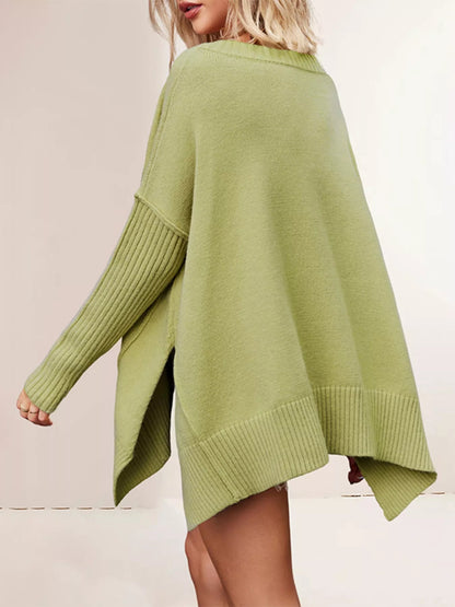 V-Neck Ribbed Sleeve Sweater - Bitsy Gypsy Boutique