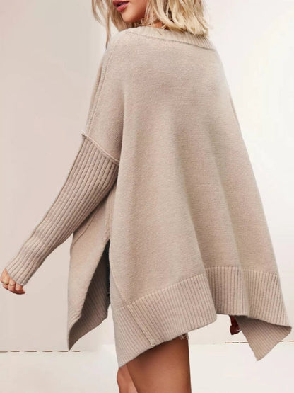 V-Neck Ribbed Sleeve Sweater - Bitsy Gypsy Boutique
