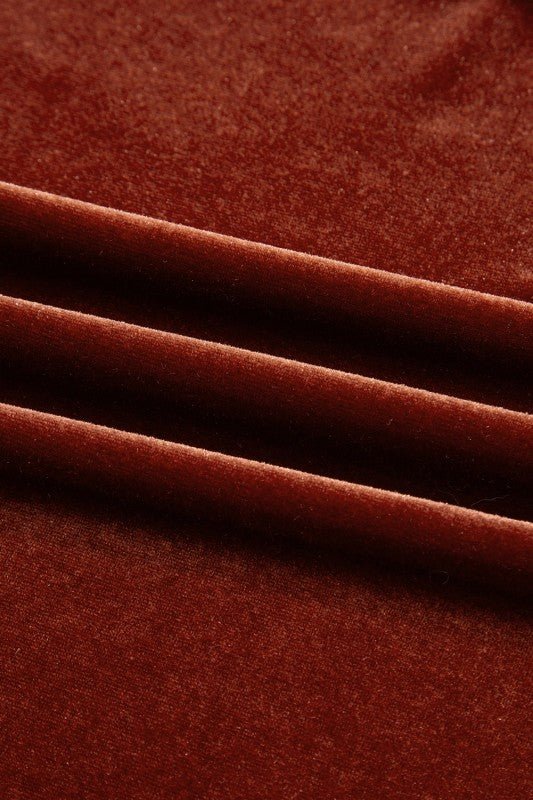 Velvet Elastic V - Neck Puff Sleeve Mini Dress - Bitsy Gypsy Boutique