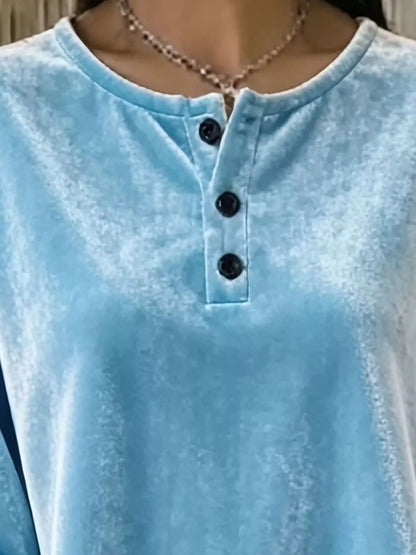 Velvet Henley Top with Button Detail - Bitsy Gypsy Boutique