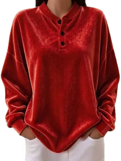 Velvet Henley Top with Button Detail - Bitsy Gypsy Boutique