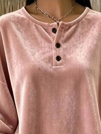 Velvet Henley Top with Button Detail - Bitsy Gypsy Boutique
