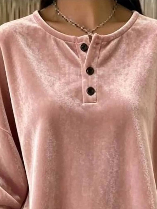 Velvet Henley Top with Button Detail - Bitsy Gypsy Boutique