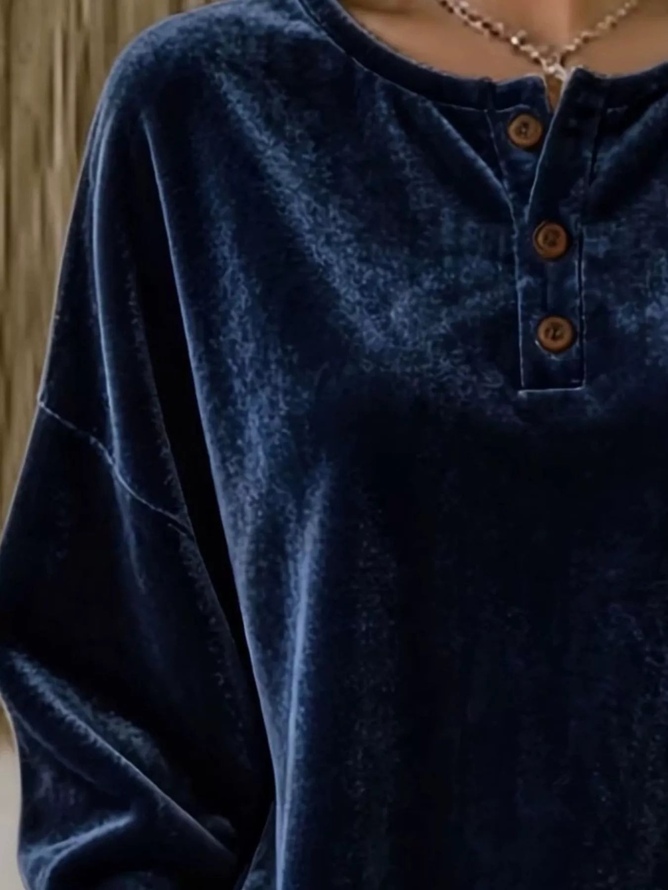 Velvet Henley Top with Button Detail - Bitsy Gypsy Boutique
