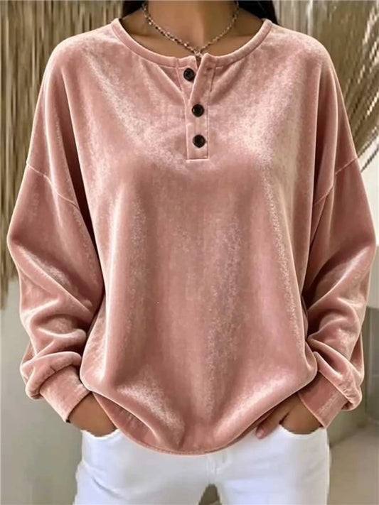 Velvet Henley Top with Button Detail - Bitsy Gypsy Boutique