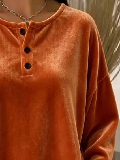 Velvet Henley Top with Button Detail - Bitsy Gypsy Boutique